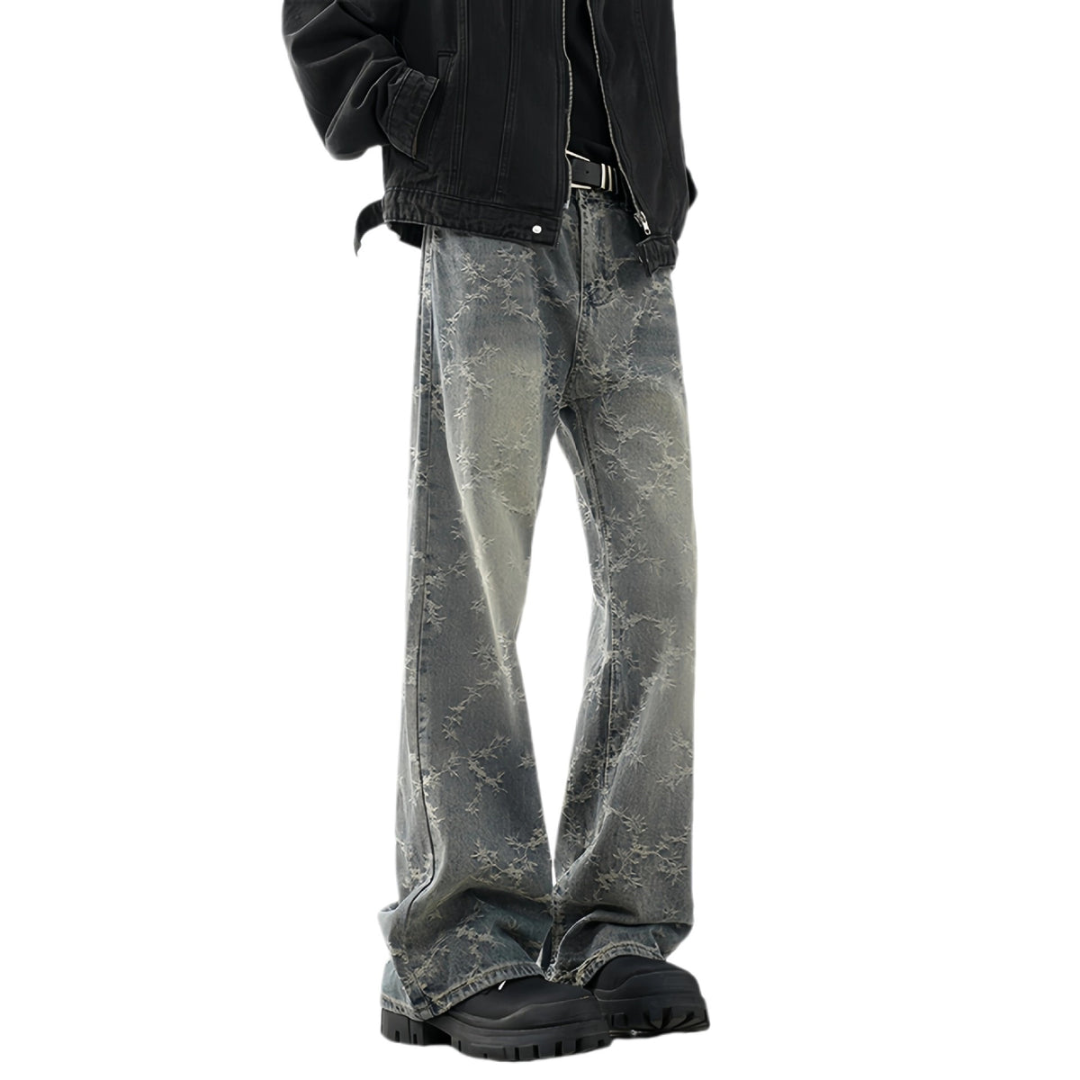 Jacquard Denim Cropped Flared Hose Herren – Bild 2 | LuxeStyle