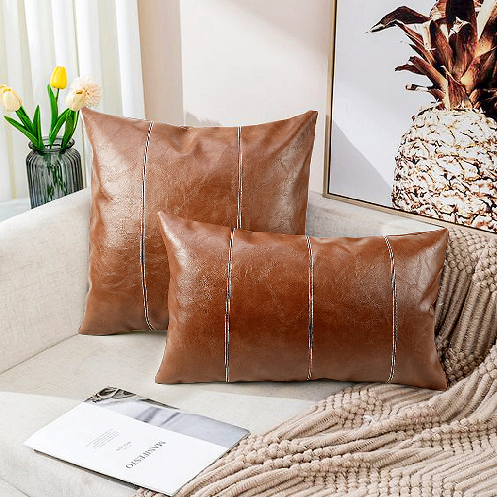 Kissenbezug aus PU-Leder mit Ziernähten – Bild 4 | LuxeStyle