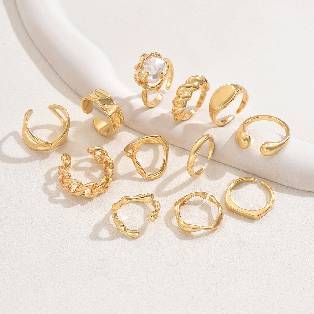 Verstellbares Ring-Set mit geometrischem Design – Ansicht 6