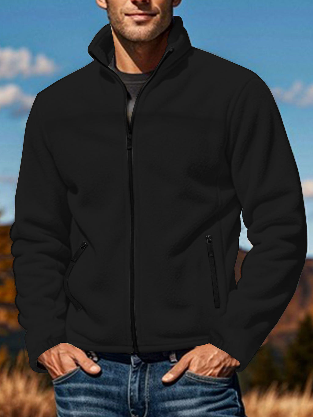 Outdoor-Fleecejacke mit Stehkragen – Bild 10 | LuxeStyle