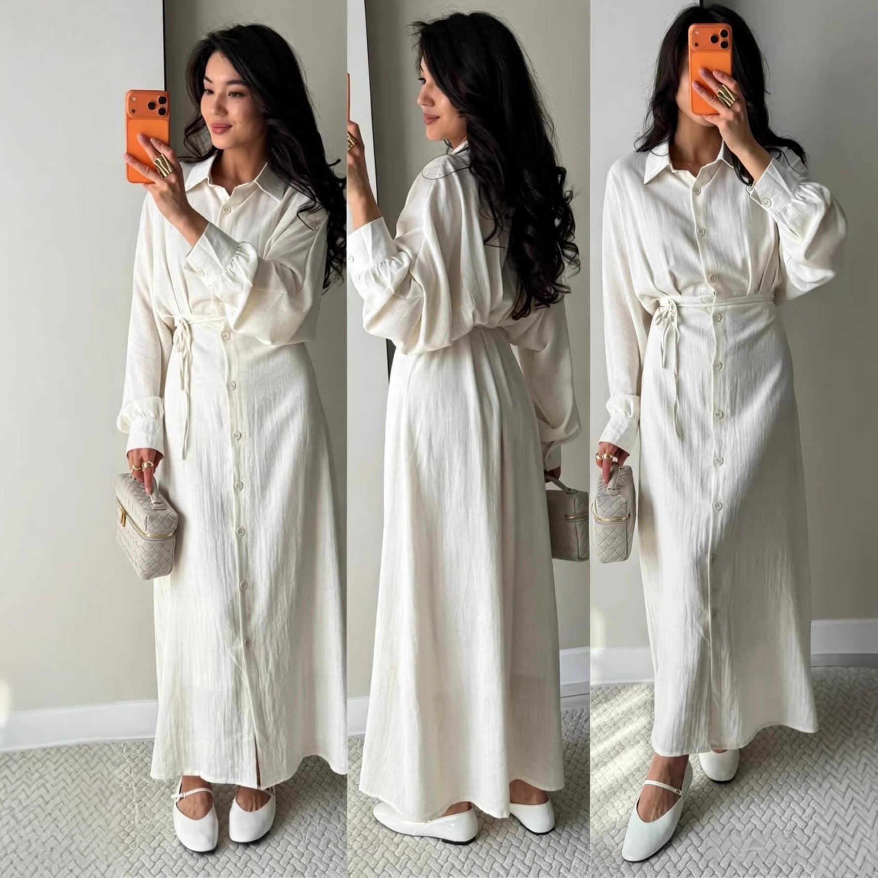 Elegantes Hemdblusenkleid mit Schnürung
