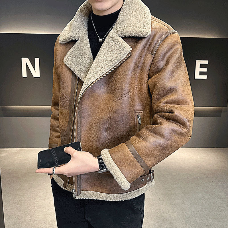 Lederjacke mit Fleece-Futter
