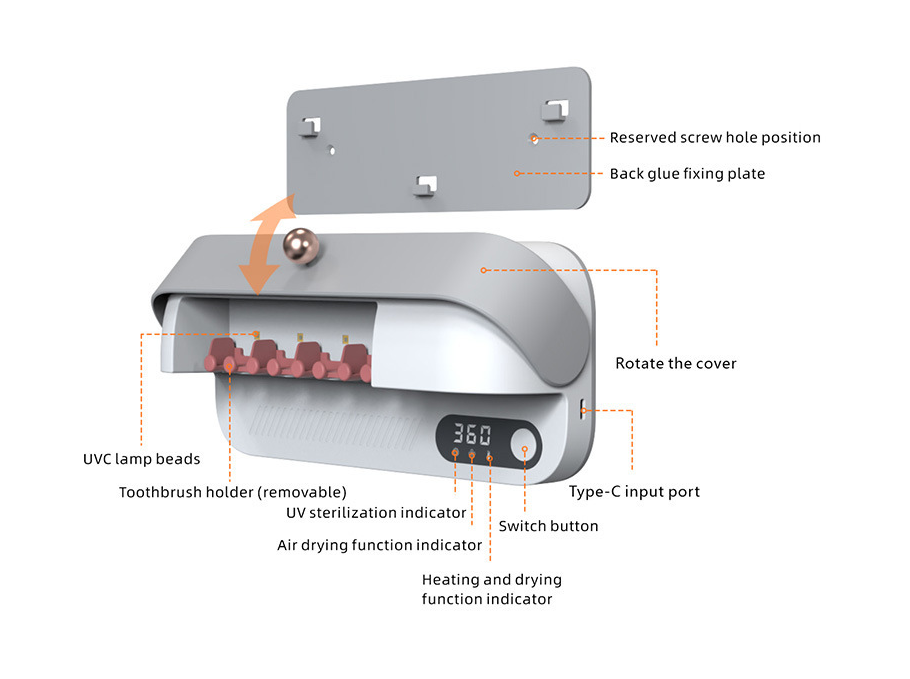 Smarter Wand-Zahnbürstenhalter mit UV-Sterilisator