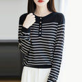 Gestreifter Strickpullover mit Rundhals – Ansicht 5