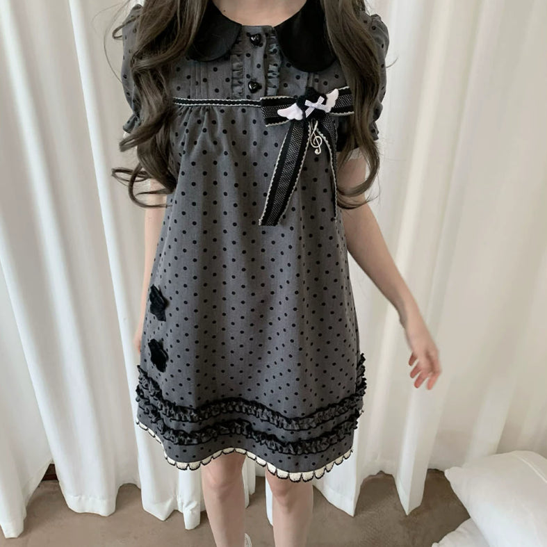 Polka-Dot-Japaneseschleife Kurzärmliges Kleid – Bild 4 | LuxeStyle
