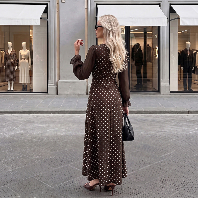 Retro Polka-Dot A-Linien-Kleid