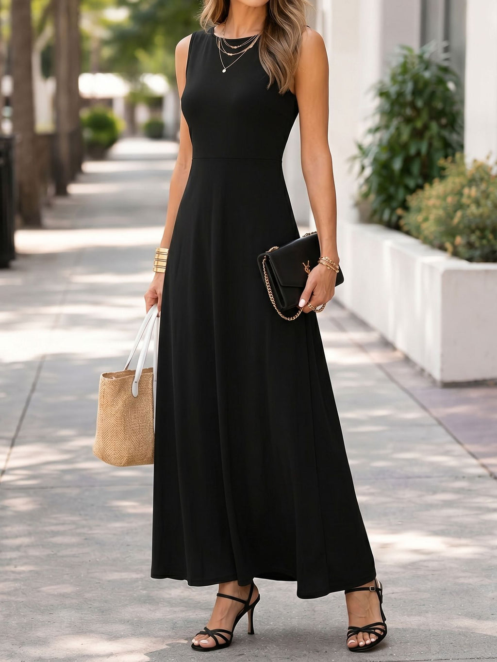 Elegantes ärmelloses A-Linien-Kleid