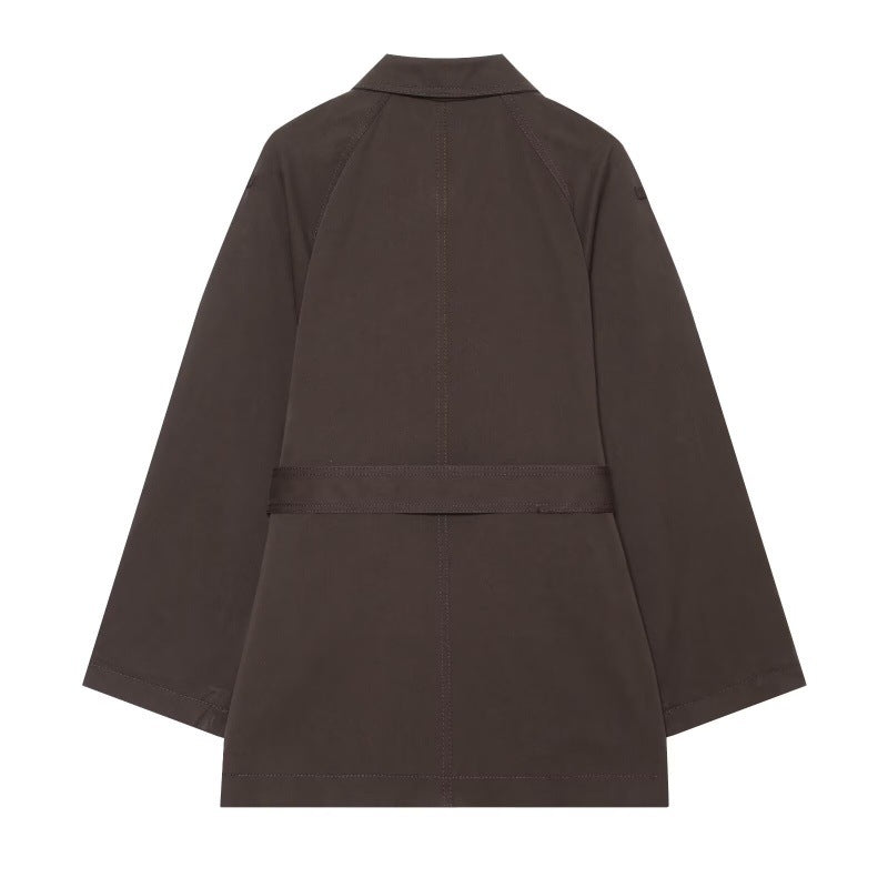 Twill-Trenchcoat mit Bindegürtel – Bild 3 | LuxeStyle