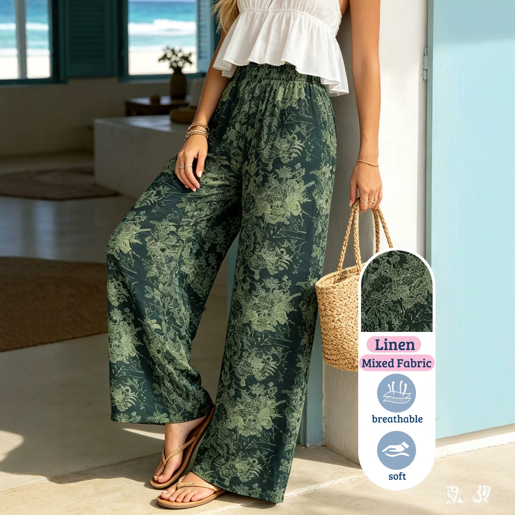 High-Waist Loose Fit Stoffhose
