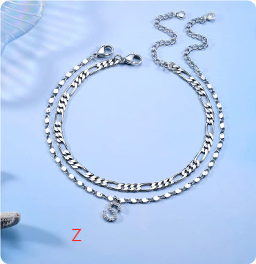 Doppellagige Fusskette mit Zirkon-Anhänger – Bild 10 | LuxeStyle