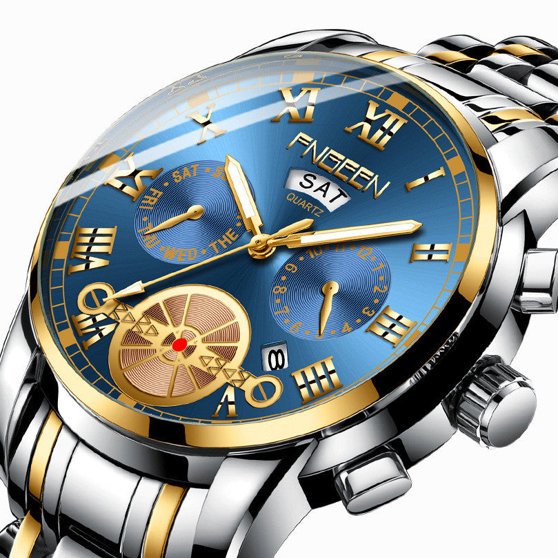 Quarz-Armbanduhr mit Kalender und Edelstahlband – Bild 7 | LuxeStyle