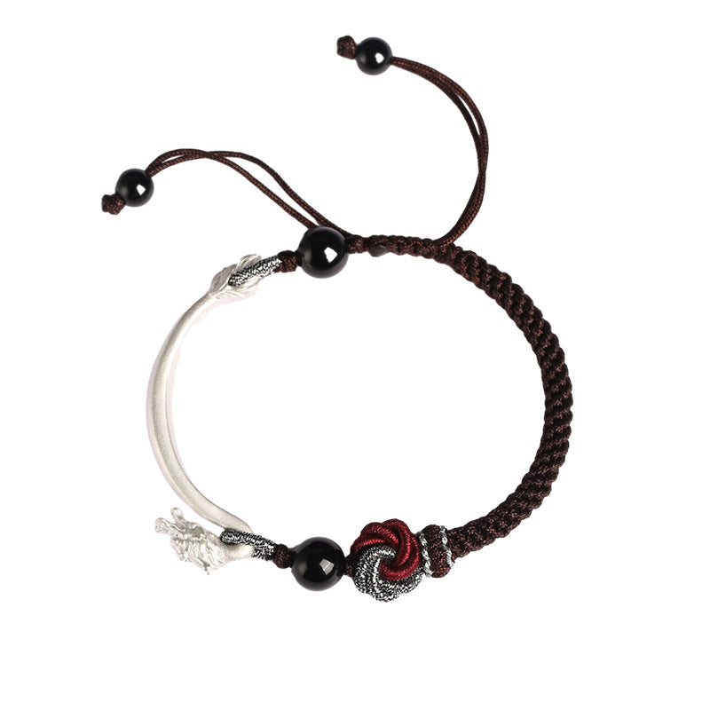 Silber Armband mit Drachenknoten und Kordel – Bild 6 | LuxeStyle
