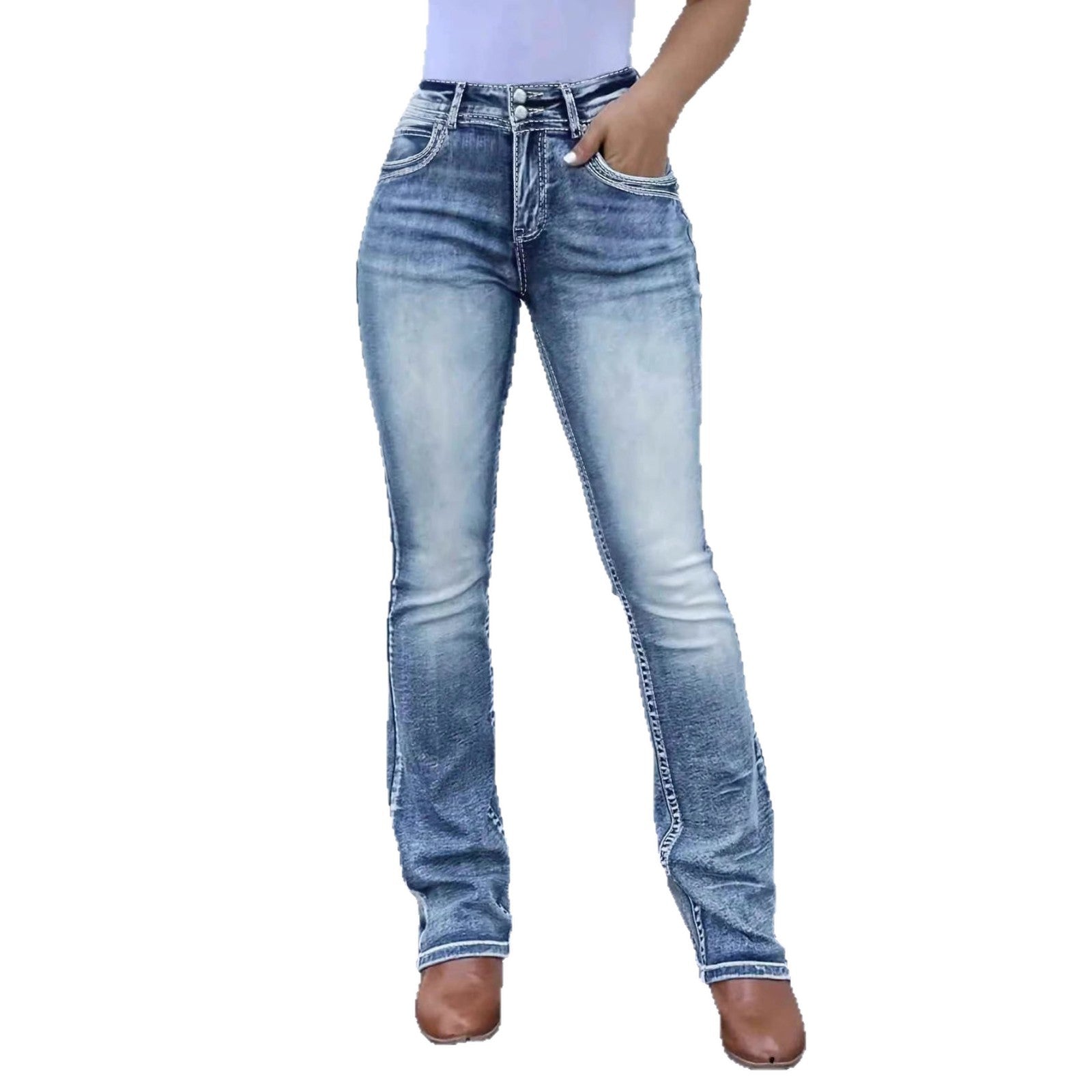 Retro Jeans mit Stretch und Stickerei
