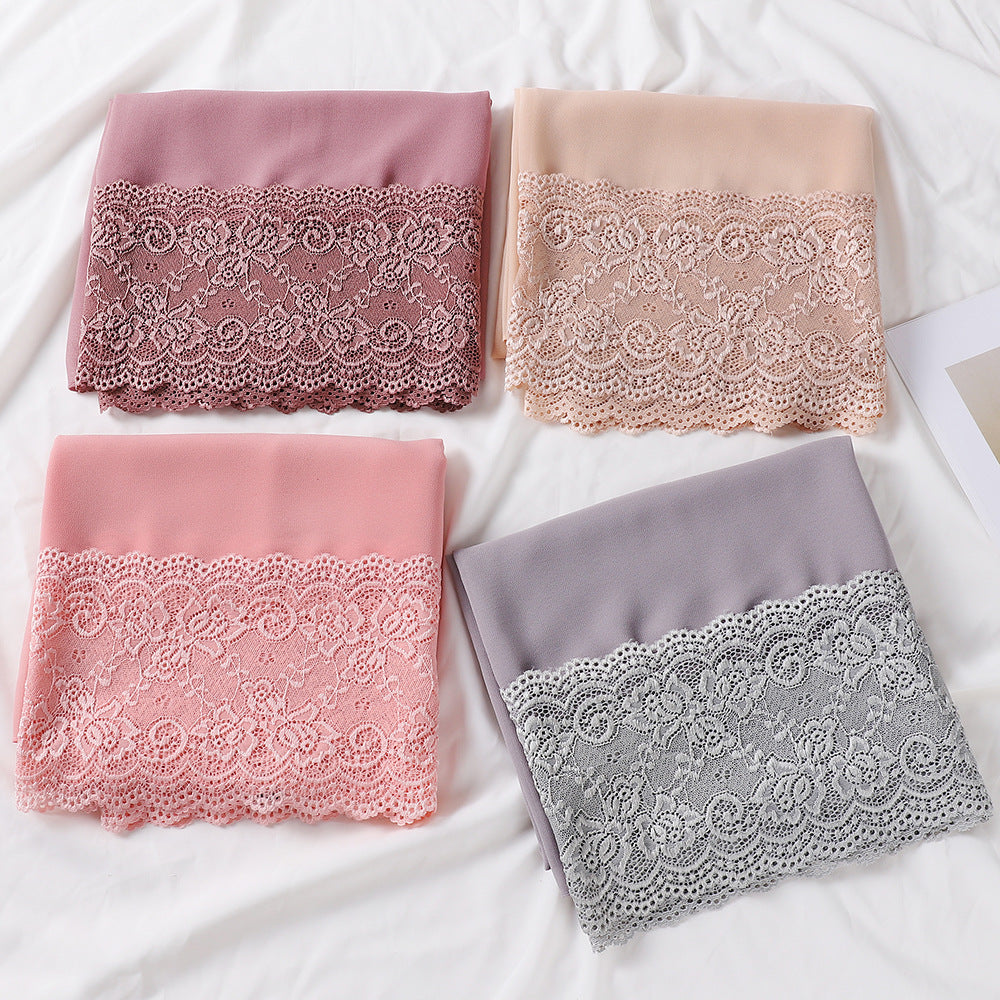 Schal aus Chiffon mit Spitzenabschluss – Bild 10 | LuxeStyle