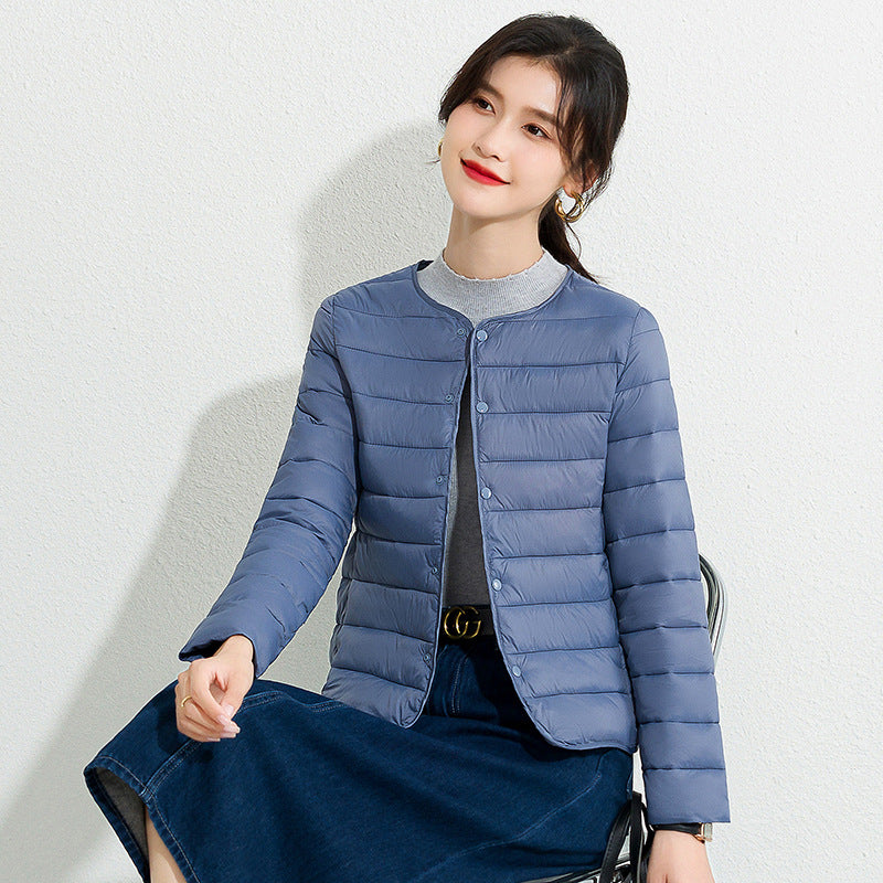 Leichte kurze Baumwoll-Liner-Jacke für Damen