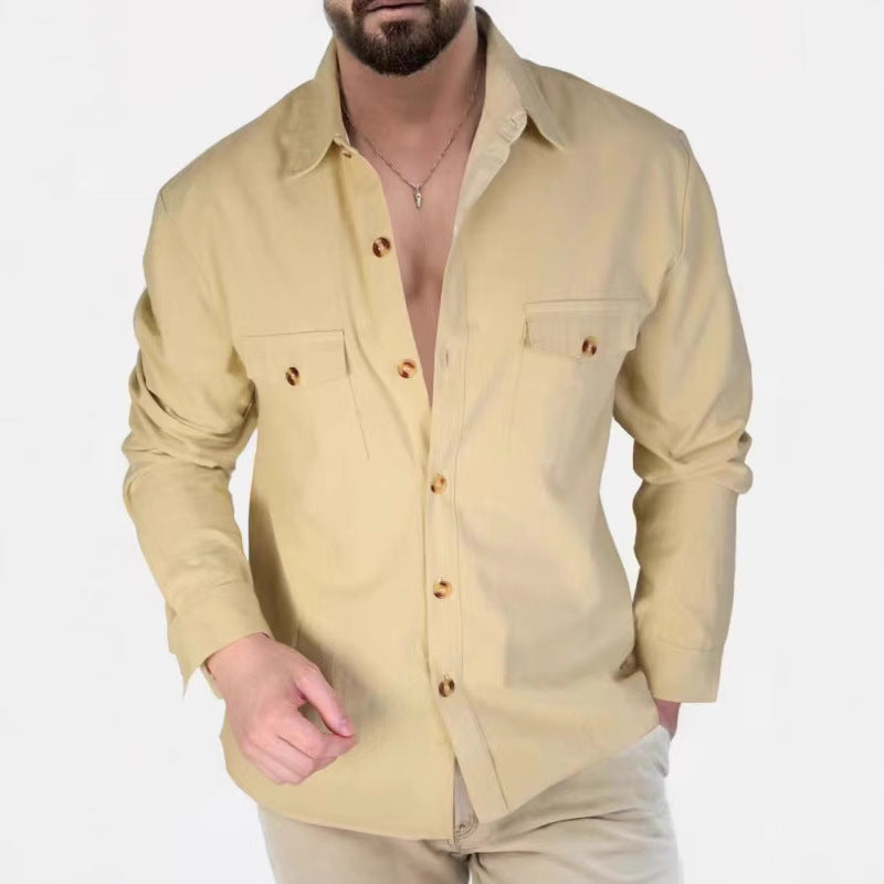 V-Ausschnitt Langarmshirt mit Brusttasche – Bild 9 | LuxeStyle