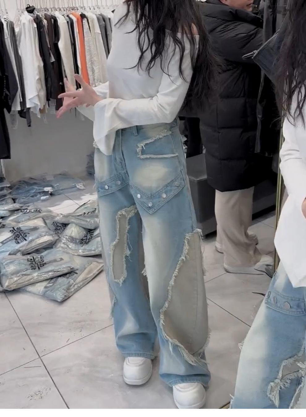 Weite Beine Damenjeans in amerikanischem Stil