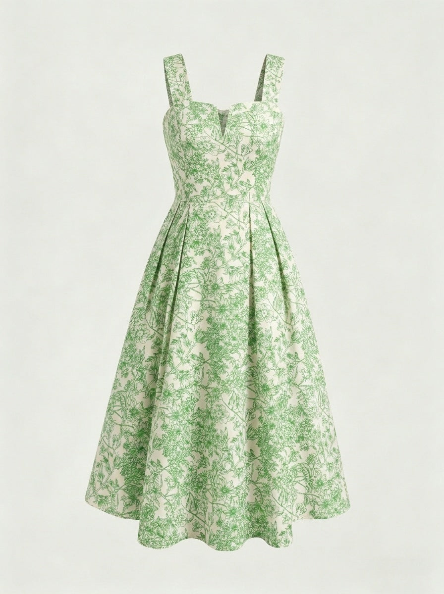 Midikleid mit Zopfmuster und Blumenprint