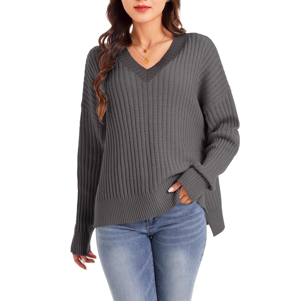 V-Neck Pullover mit lockerer Passform