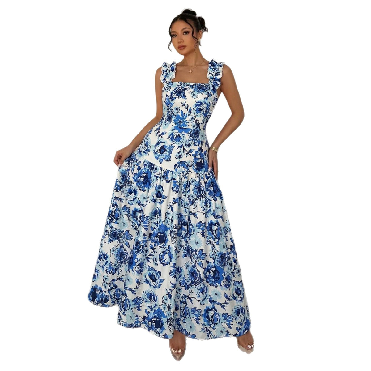 Maxi-Kleid mit Rüschen und Off-Shoulder – Bild 4 | LuxeStyle