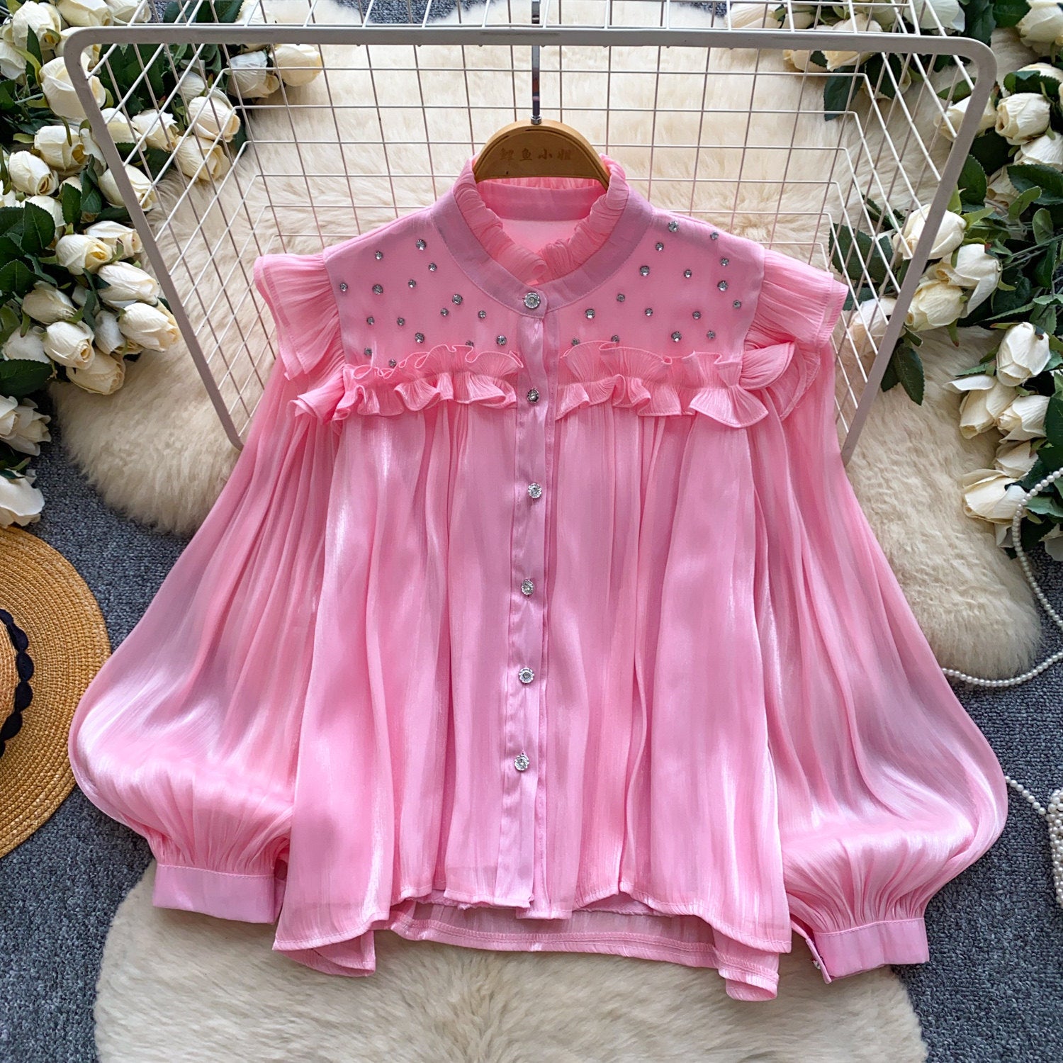 Gelbe Bluse mit Ruffles