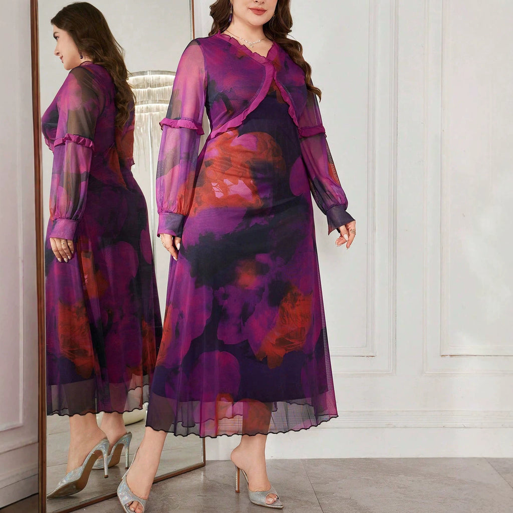 Ombre-Blumengarnkleid mit Rüschen und Puffärmel – Bild 6 | LuxeStyle