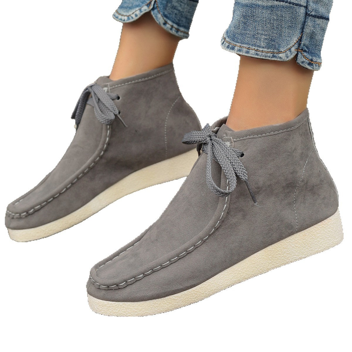 Rundspitzige Knöchelboots mit Stitch-Detail