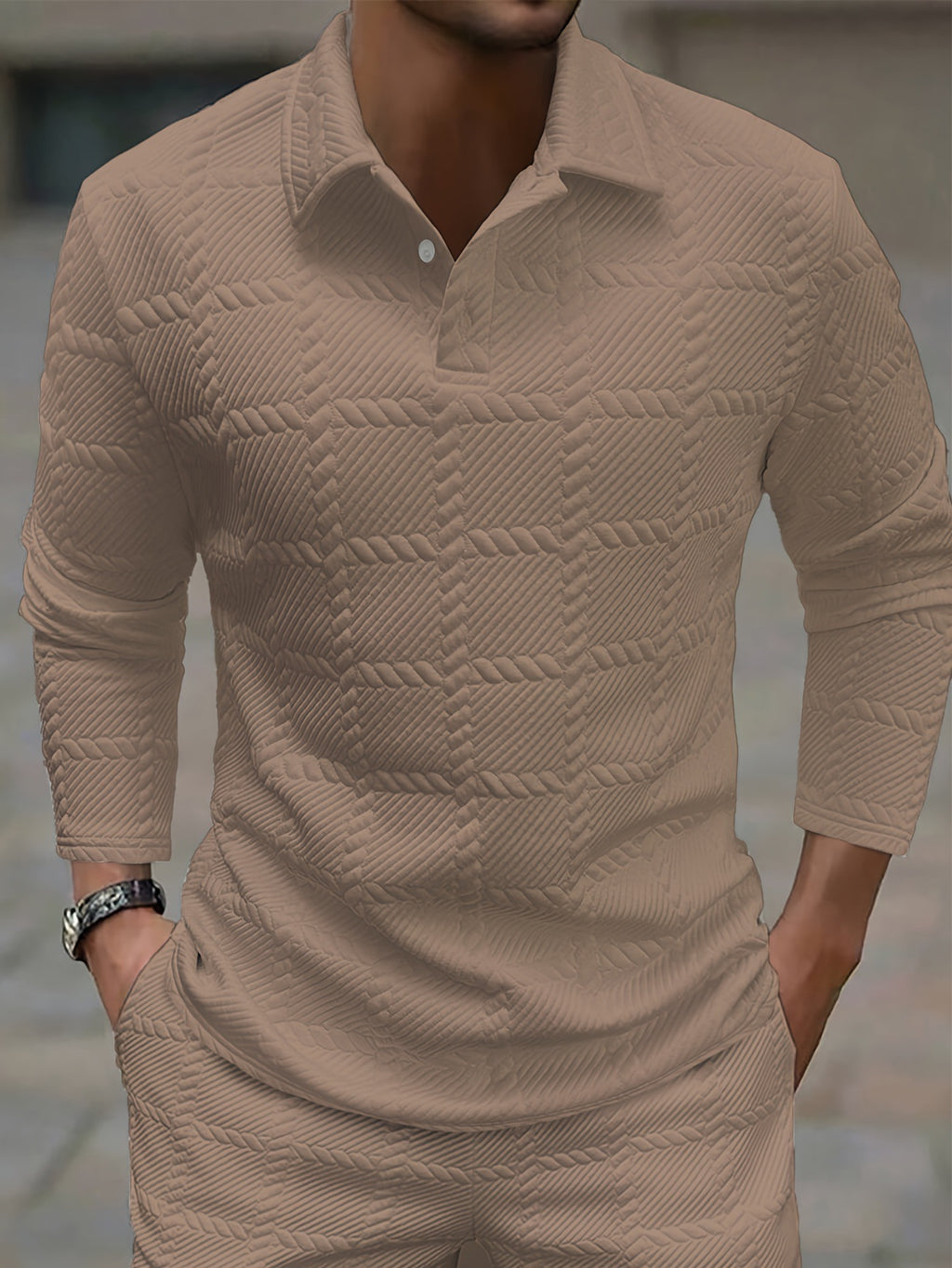 Männer Polo Shirt Langarm, einfarbig, Slim Fit – Bild 5 | LuxeStyle