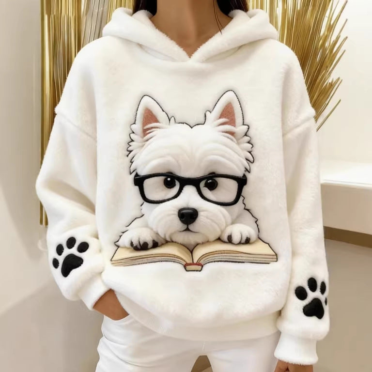 Warmer 3D-Hoodie mit Doppelkappe für Katzenliebhaberinnen