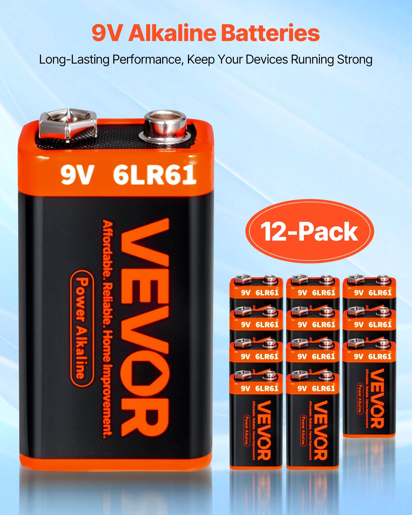 9V Alkaline Batterien, 12er-Pack