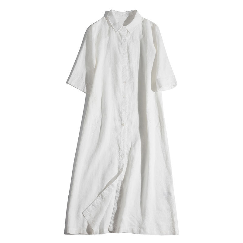 Minimalistisches A-Linien Hemdkleid mit 3/4-Ärmeln – Bild 7 | LuxeStyle