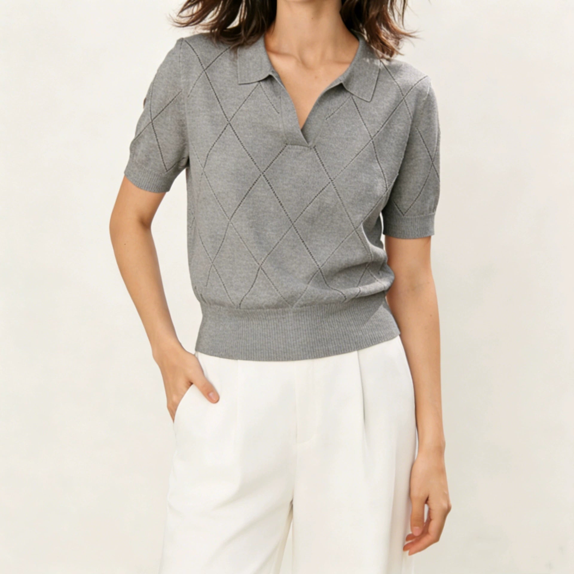 Taille-schmeichelndes Stricktop, Militärgrün, Slim Fit