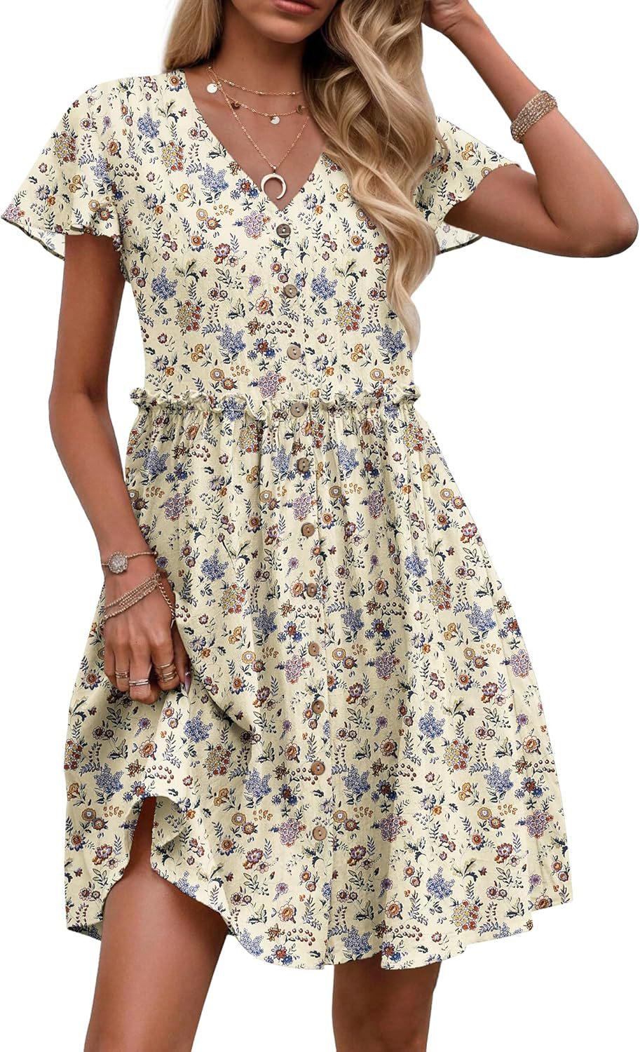 Boho V-Ausschnitt Rüschenkleid – Bild 3 | LuxeStyle