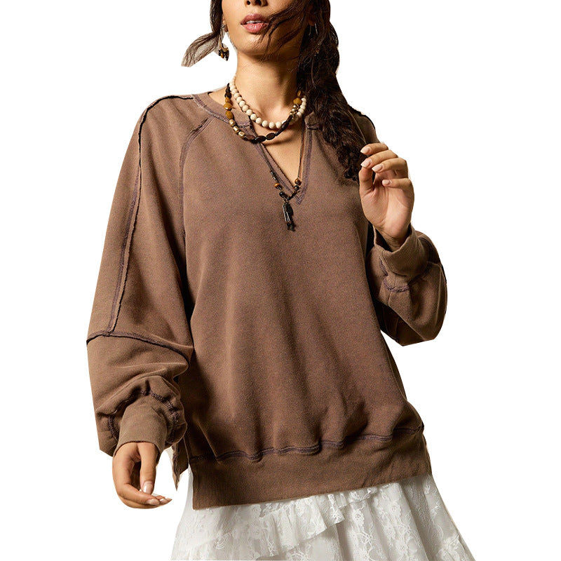 Eleganter V-Ausschnitt Pullover mit langen Ärmeln