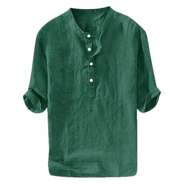 Leinenhemd Kurzarm Loose-Fit für Herren