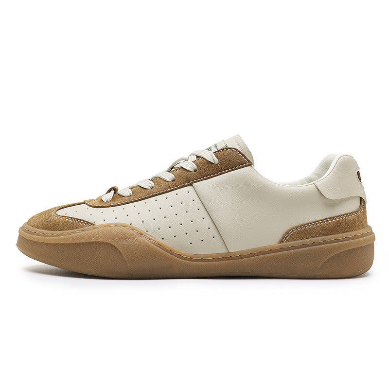 Leder-Plateau-Sneaker mit Kontrastnaht