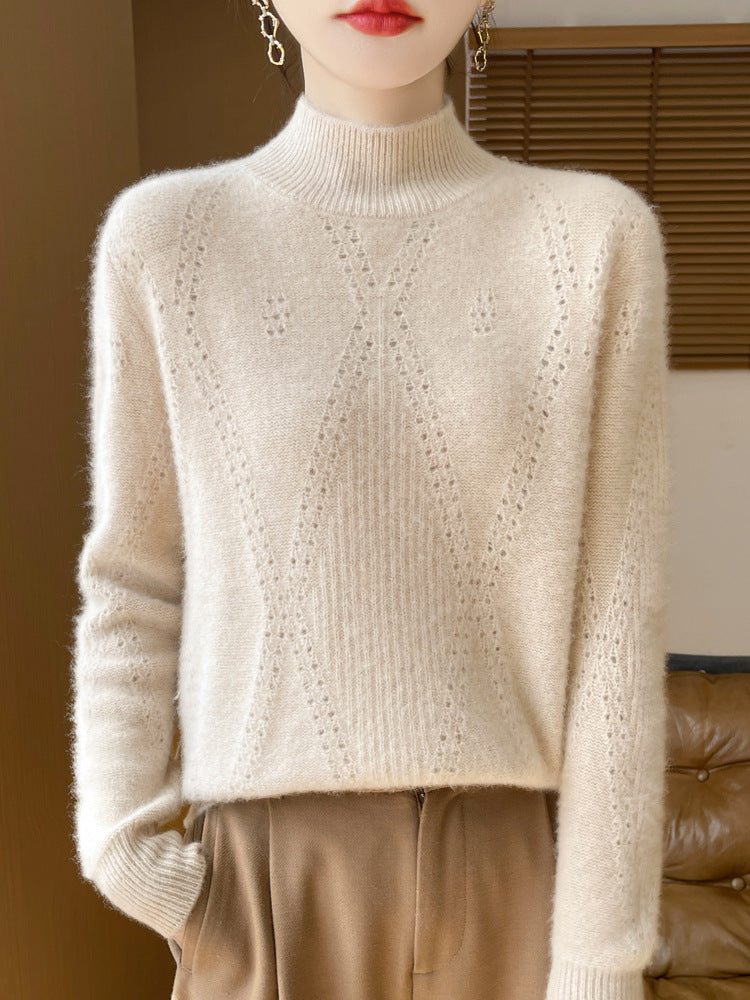 Wollpullover mit hohlgewebtem Design – Bild 3 | LuxeStyle