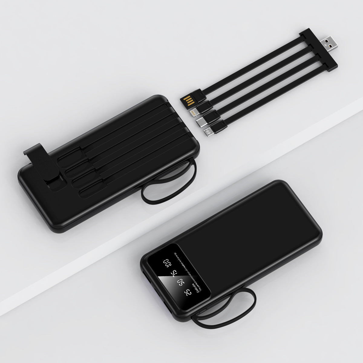 Powerbank mit integrierten Ladekabeln