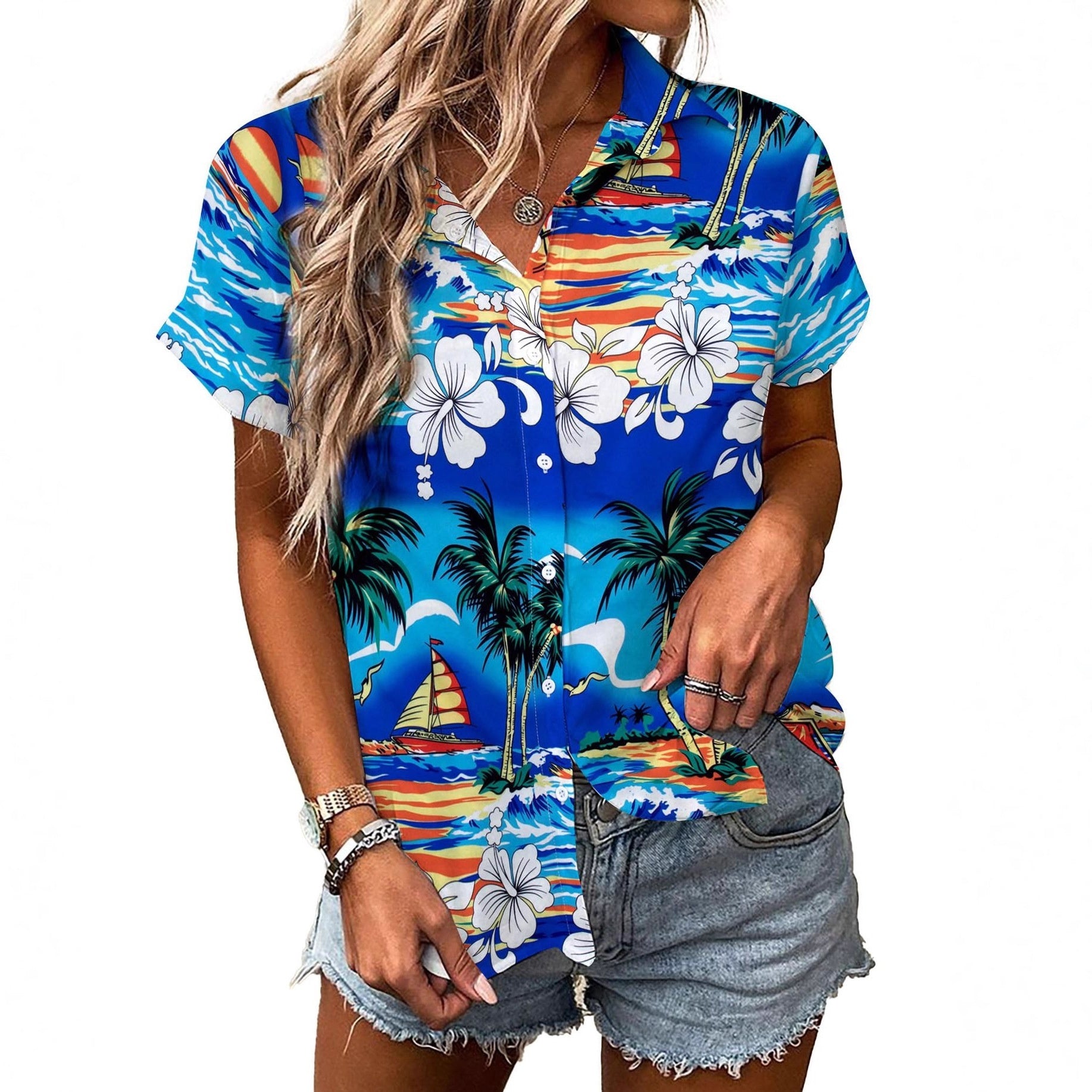 Bluse mit Blumenmuster, locker geschnitten