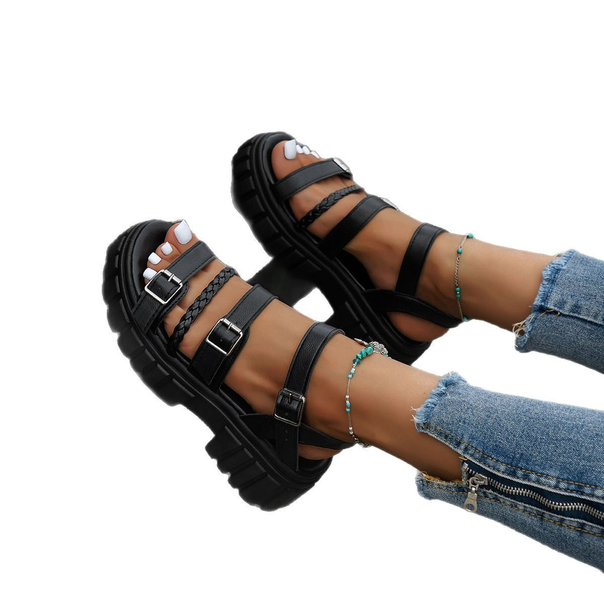 Schwarze Sandalen mit dicker Sohle – Bild 6 | LuxeStyle