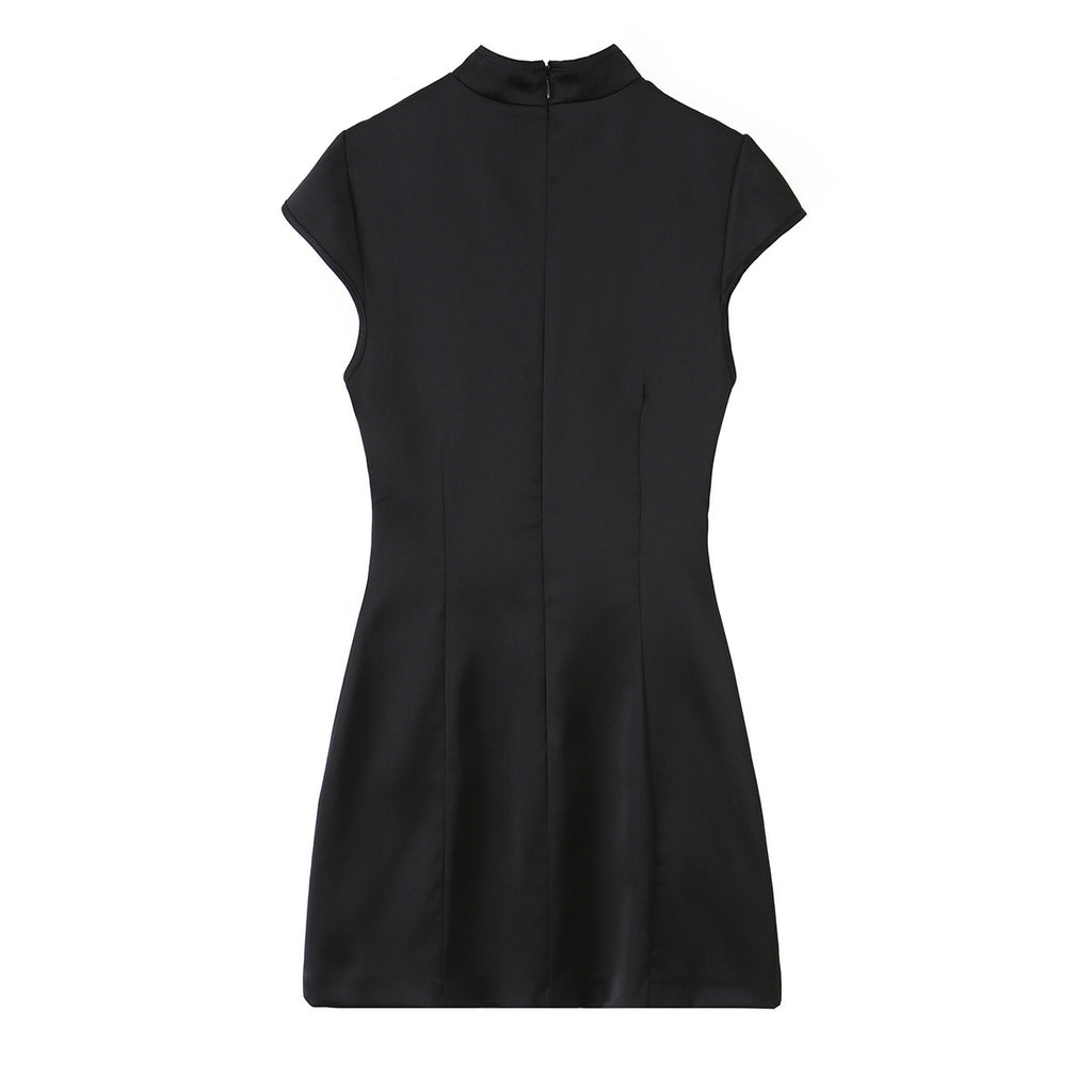 Mini-Kleid aus Satin-Polyester mit Schlitz