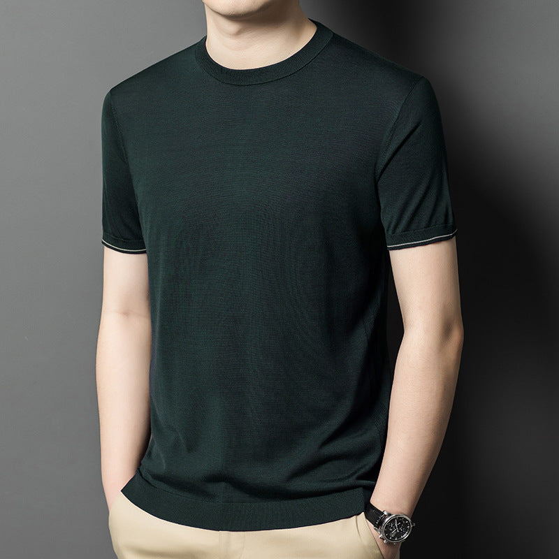 Gestricktes T-Shirt Herren Kurzarm Rundhals