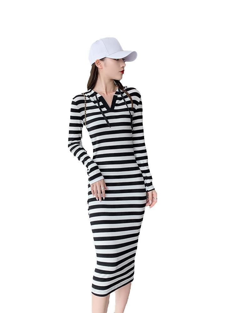 Gestreiftes Hoodie-Kleid mit A-Linie – Bild 5 | LuxeStyle