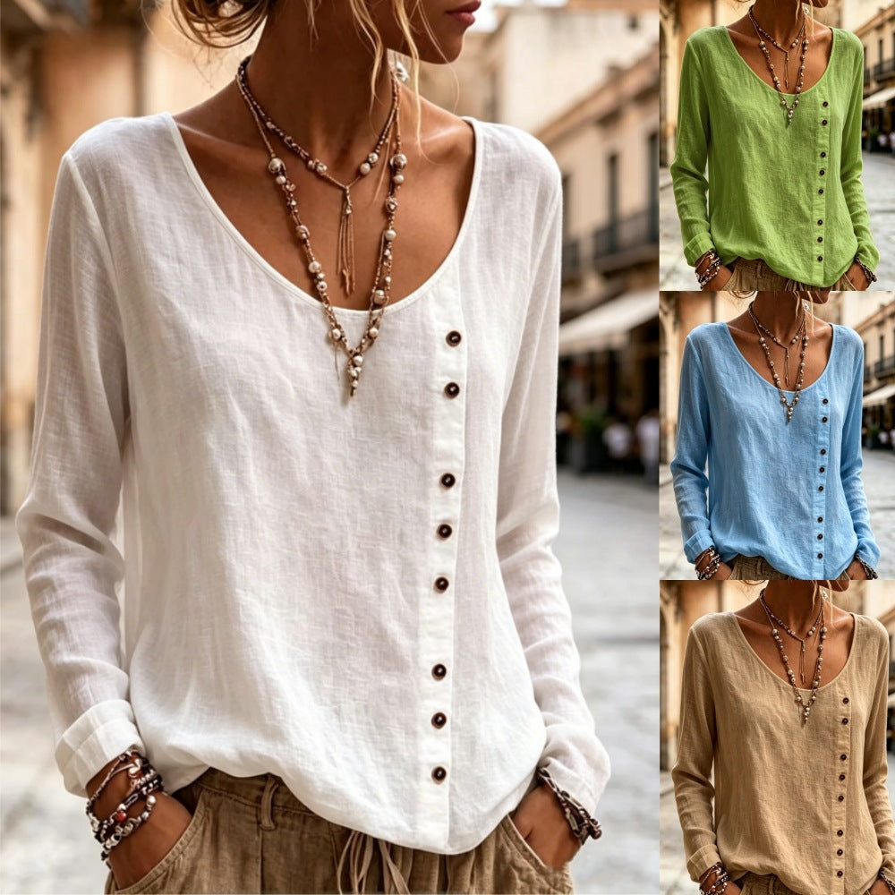 Locker geschnittenes Langarmshirt mit Rundhals