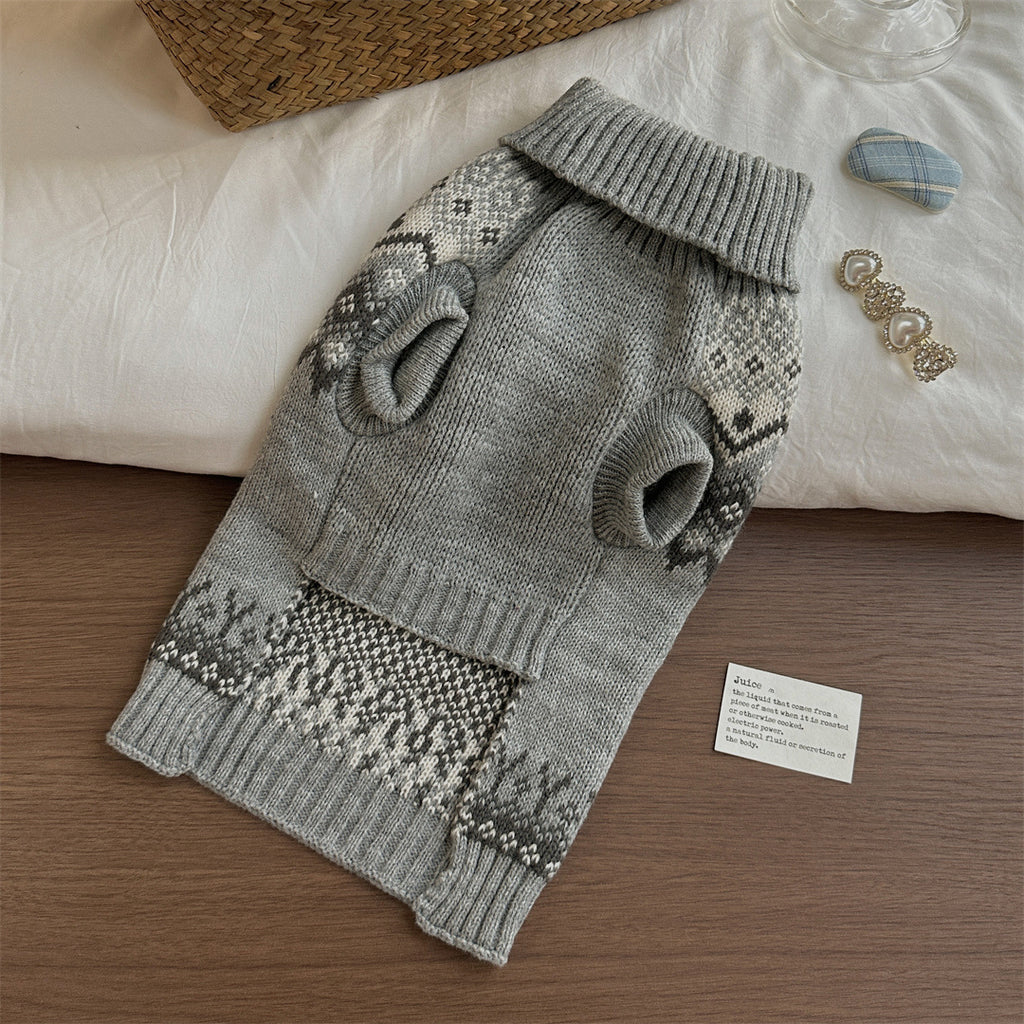 Grauer Fair Isle Hundepullover – Bild 5 | LuxeStyle