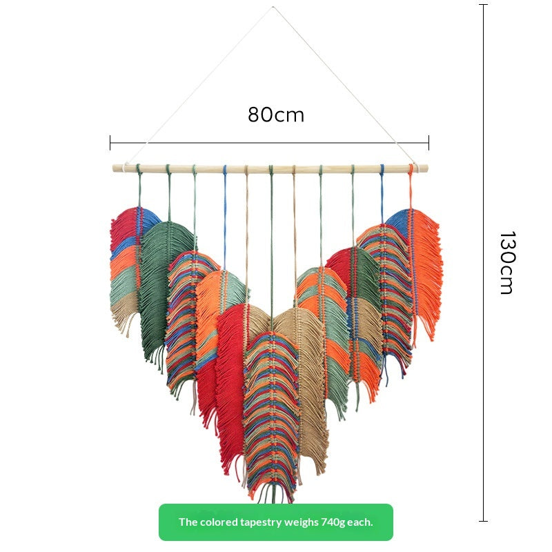Wandbehang mit Blättern, handgewoben