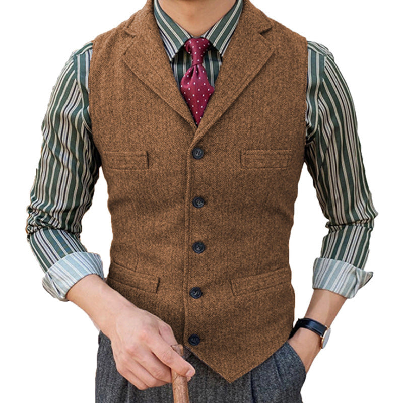 Herren-Anzugweste Slim Fischgrat-Muster – Bild 3 | LuxeStyle