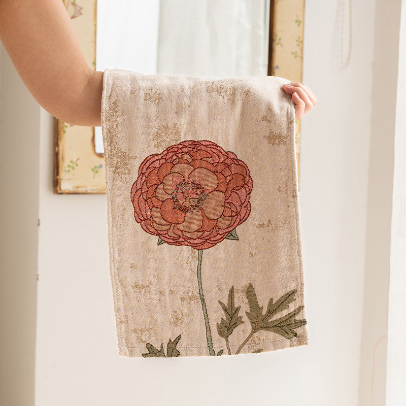 Vierlagiges Baumwoll-Handtuch mit Blumenmuster
