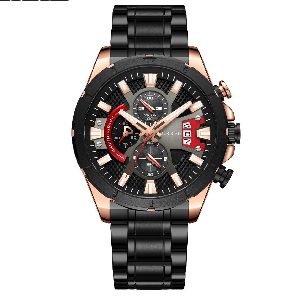 Quarzuhr mit Edelstahlarmband und Kalender | LuxeStyle