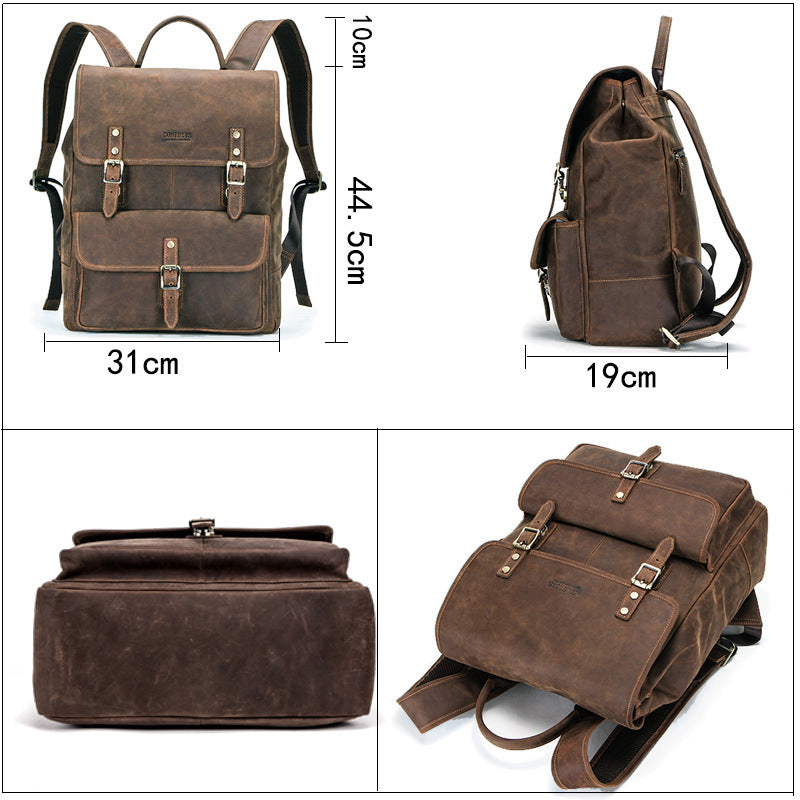 Schwarzer Retro-Leder-Rucksack für Herren – Bild 5 | LuxeStyle